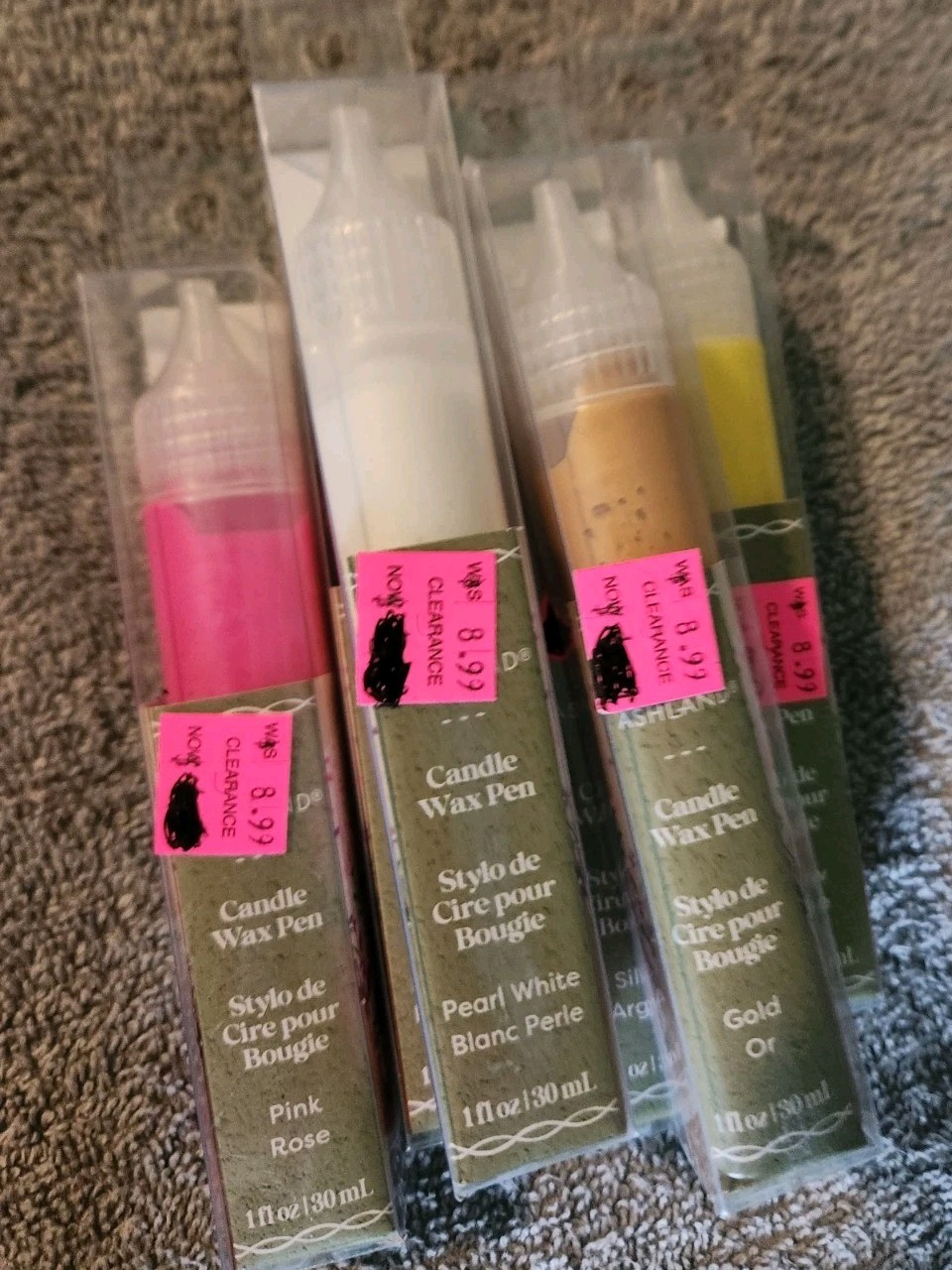 Ashland Candle Wax Pens Crafting Supplies 6 Unopened Wax Pens Pink/Yellow/Silver