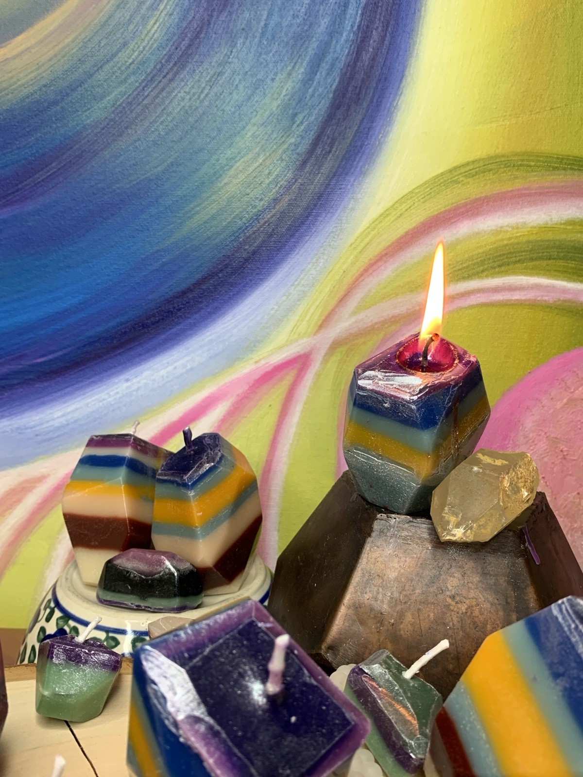 Burning Gem Candles: 3 Pack Of Crystal Candles For Home Decor, Limited Edition
