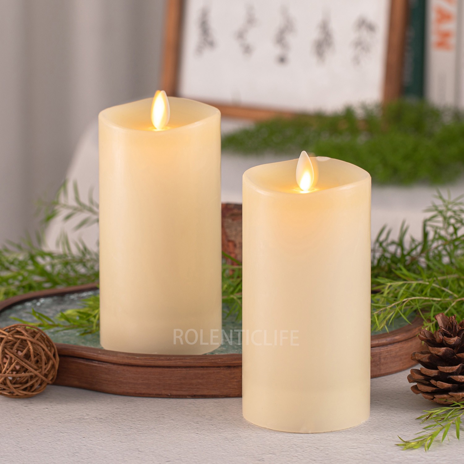Luminara Flameless Pillar Unscented Wax Battery Operated Candles with Remote 3pc