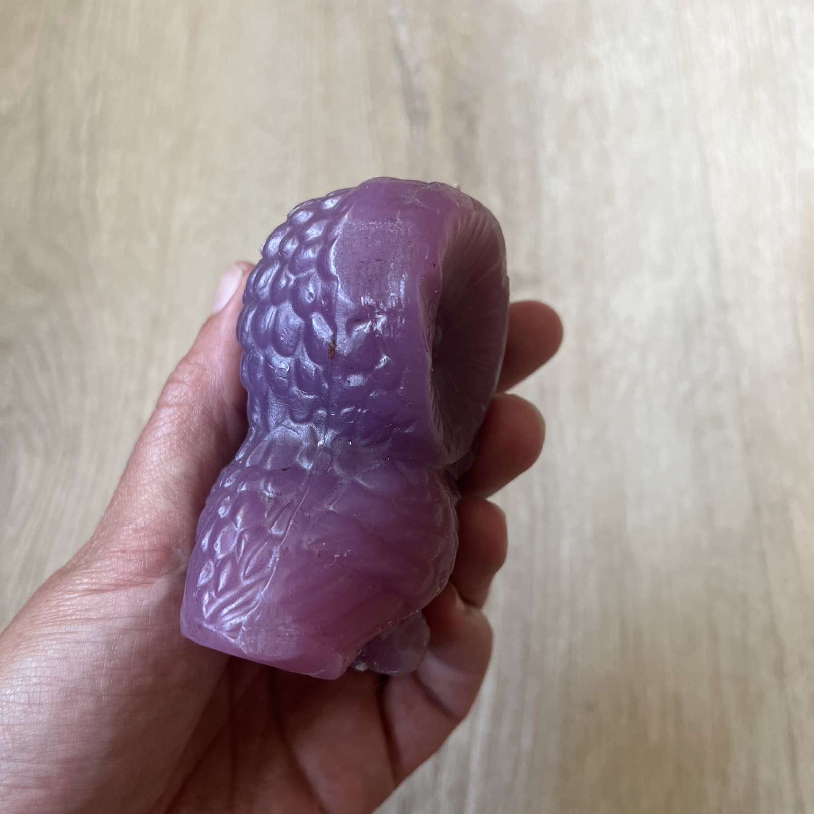 Vintage Retro 70s Small Light Purple Wax Owl Candle 3.5” Lavender Cottage Core