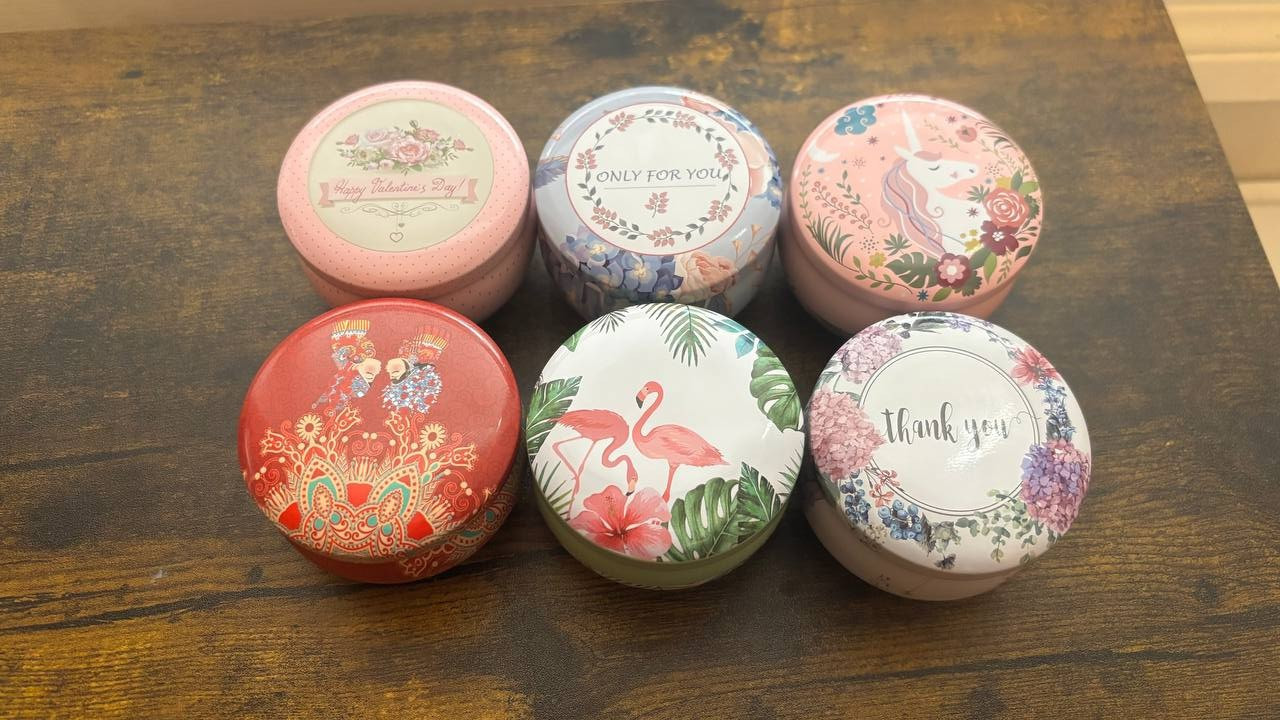 Handmade Soy Wax Candles – Set of 6 in Decorative Tins, Organic and Eco-Friendly