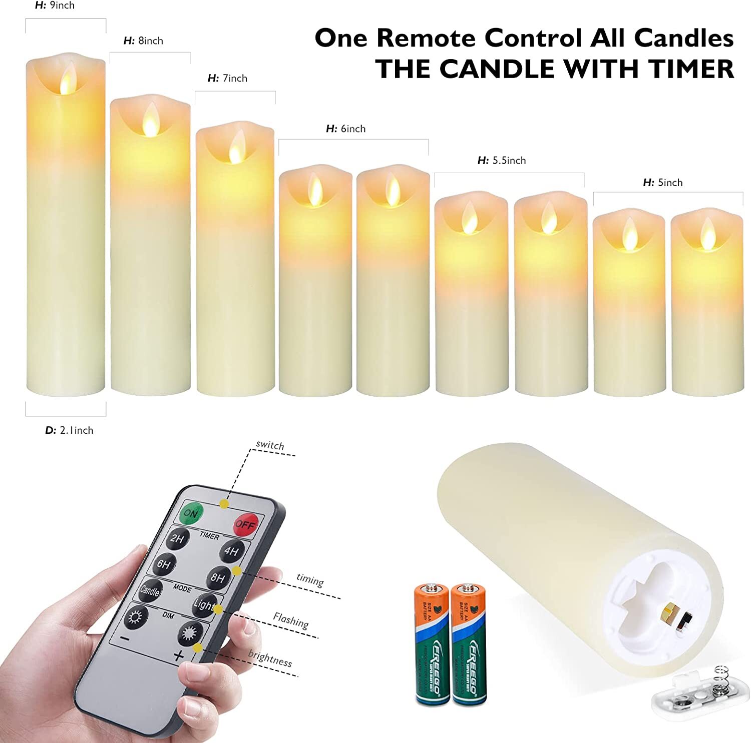 9Pcs LED Real Wax Remote Control Flameless Candles Party Romantic New Decoration