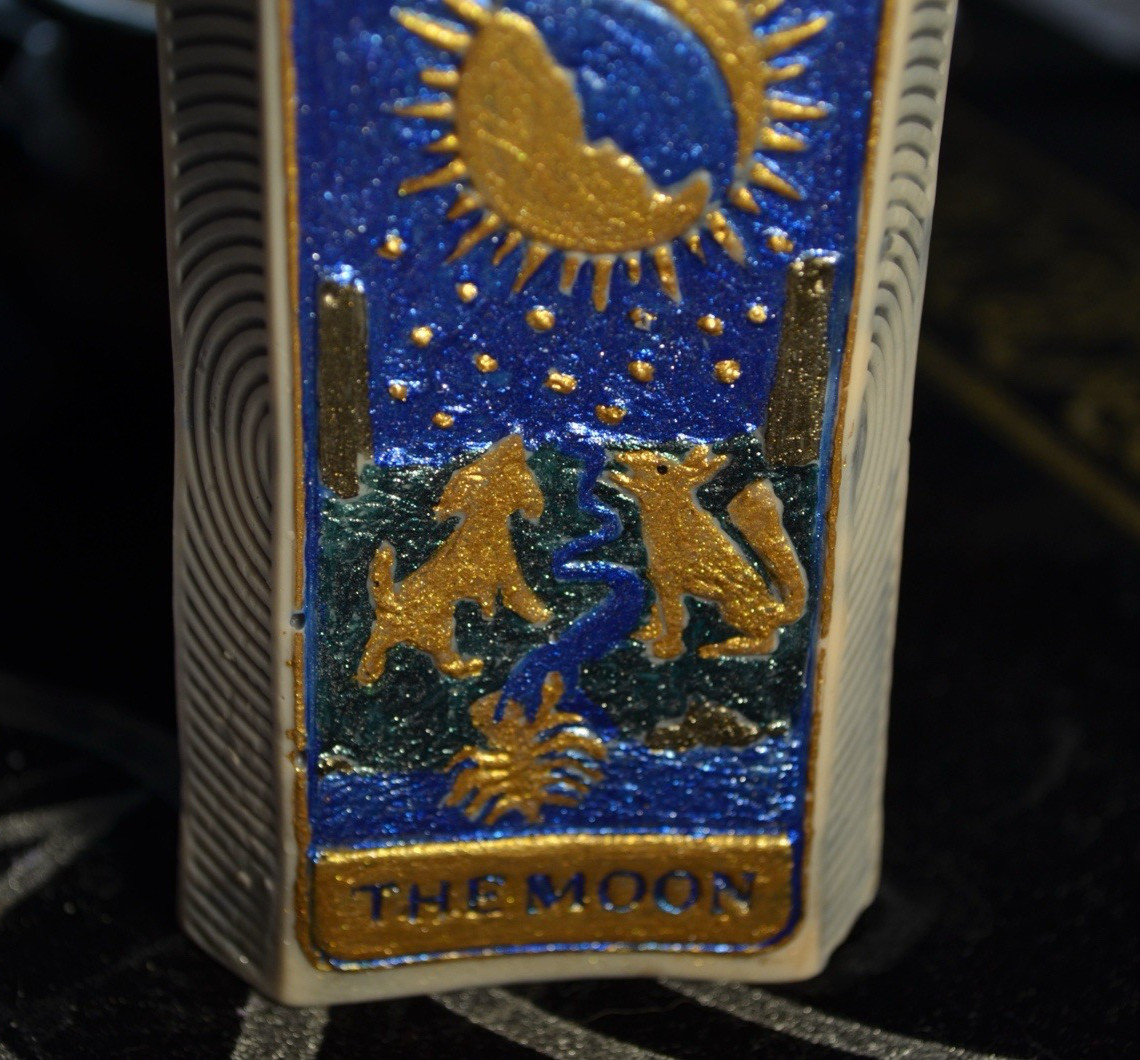 Esoteric Tarot Candle Set Sun XIX & Moon XVIII Light Shadow Balance Ritual Decor