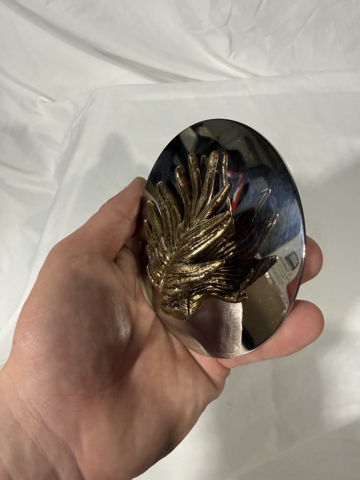 MICHAEL ARAM Pewter Bronze Leaf Candle Replacement Lid, Art Sculpture Signed