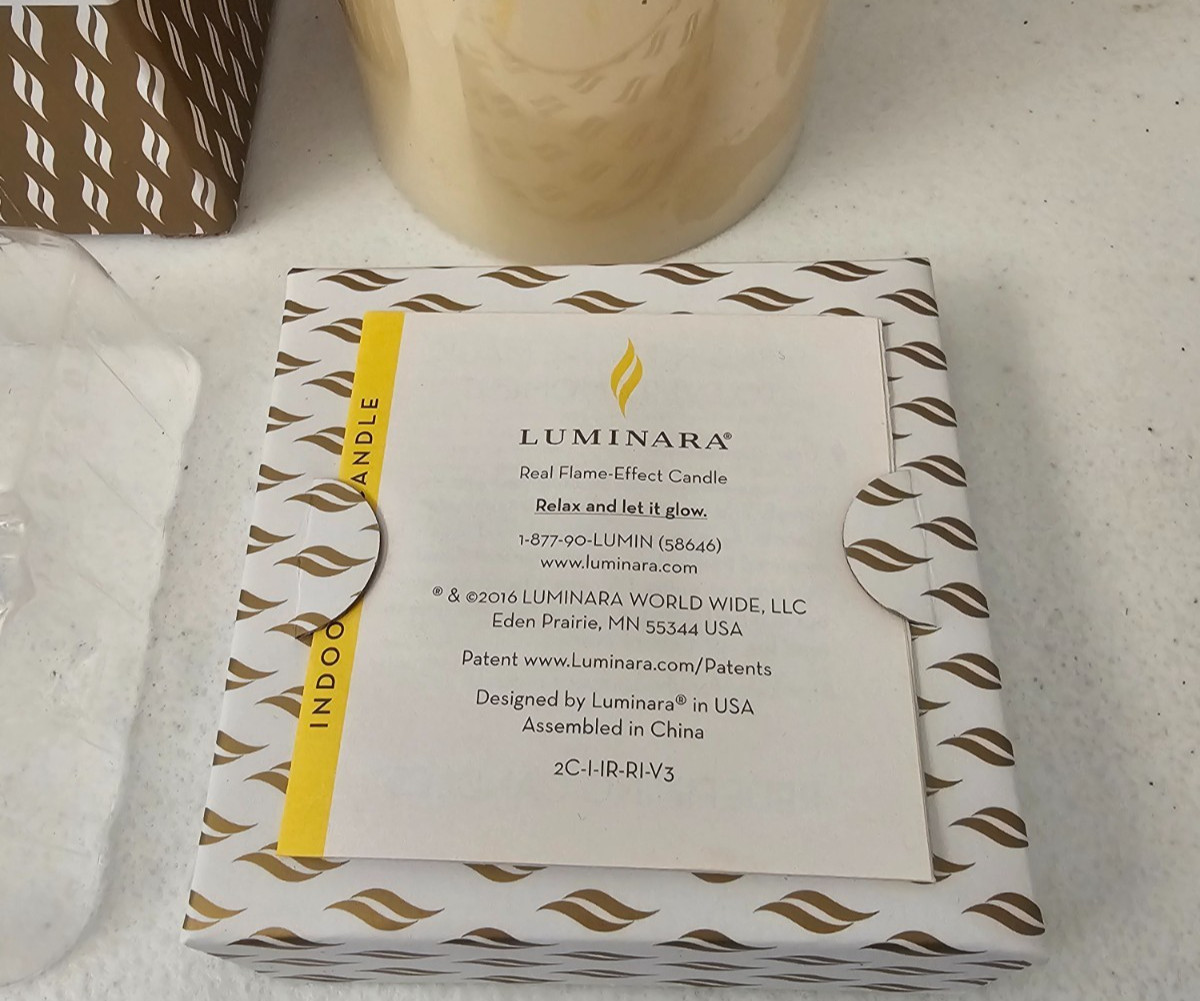 Cream Colored Luminara 3″ X 7″ Pillar Flameless Candle In Original Box