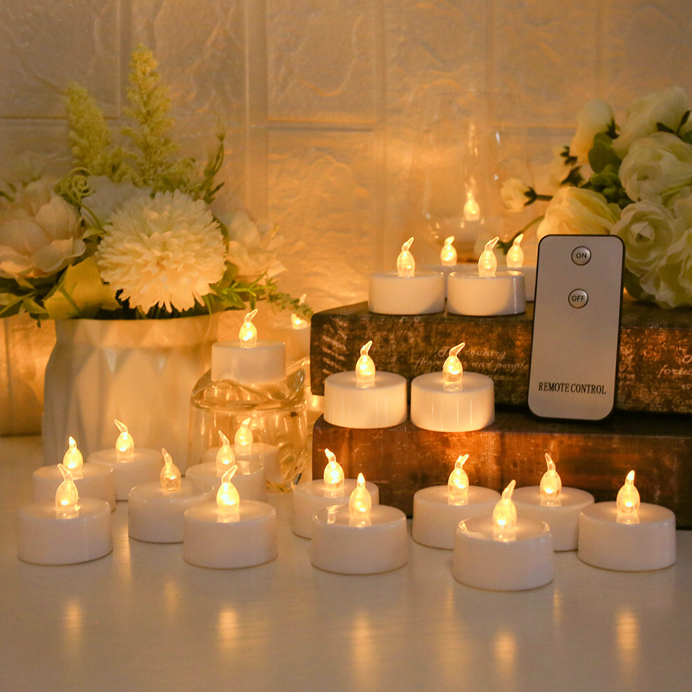 24PCS FLICKERING FLAMELESS LED Tea Lights Votive Candles with Remote Control
