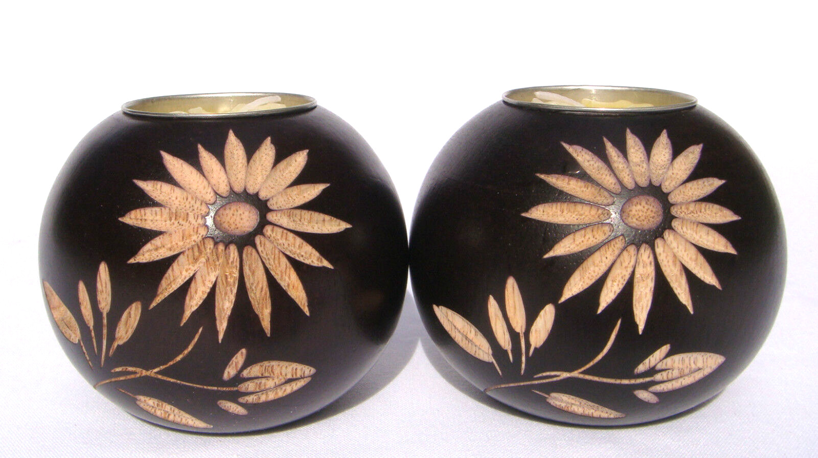 Wooden Candle Holders with Mango Wood plate from Thailand Fair Trade