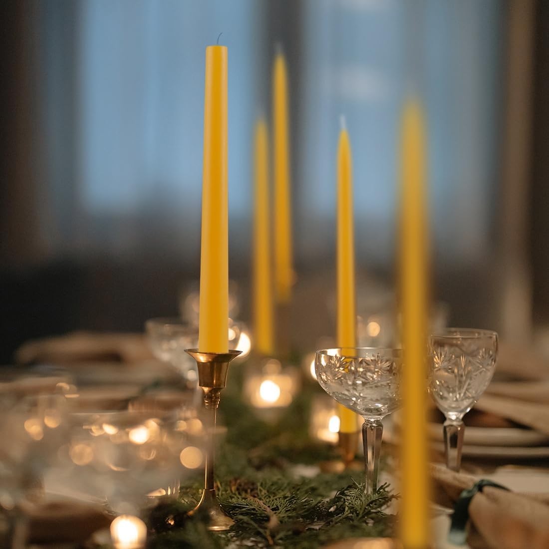 24 Pack Beeswax Taper Candles in Bulk 8 inch Tall – All Natural, 100% Pure Un…