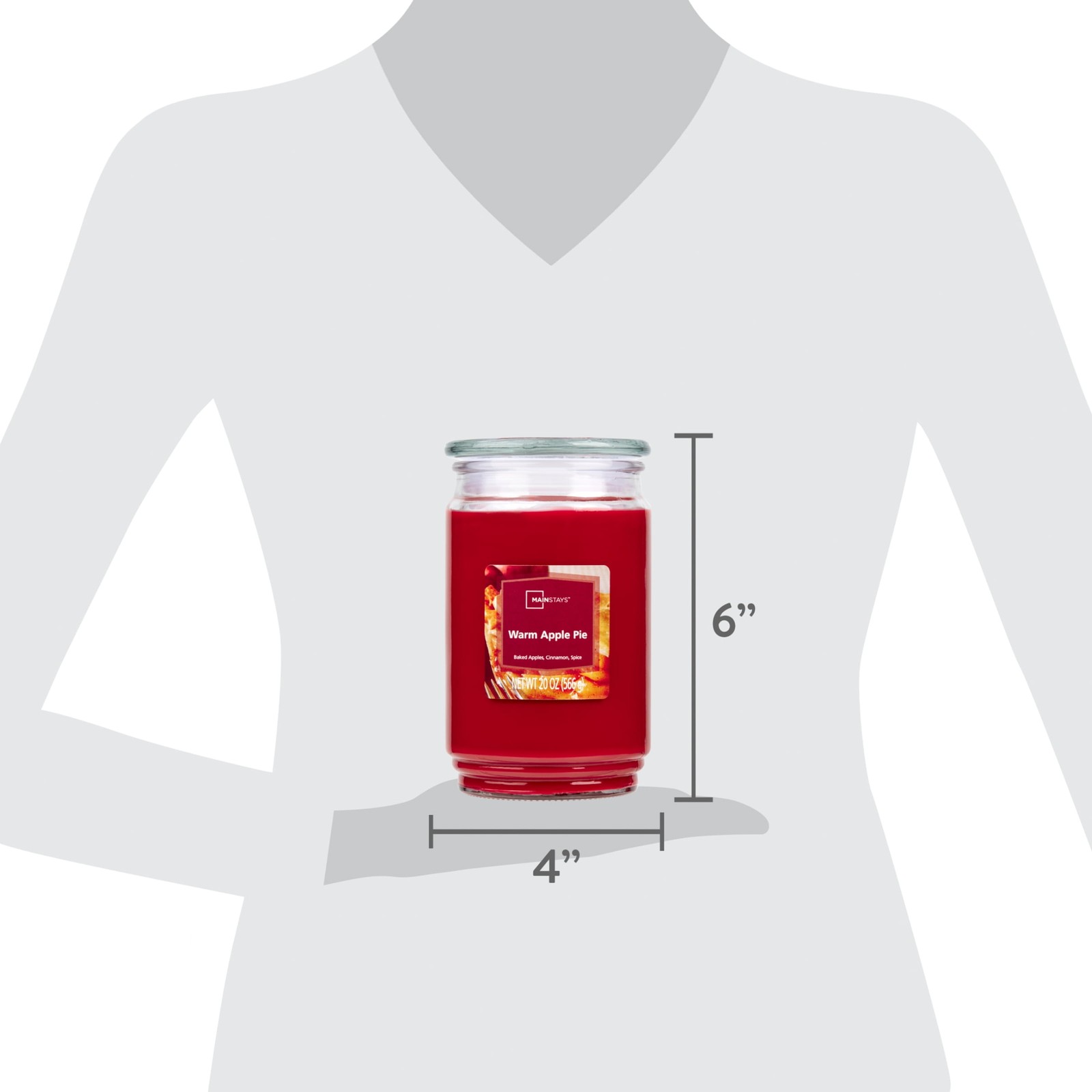 (4 pack) Mainstays Single-Wick Scented Glass Jar Candle, Warm Apple Pie, 20oz.
