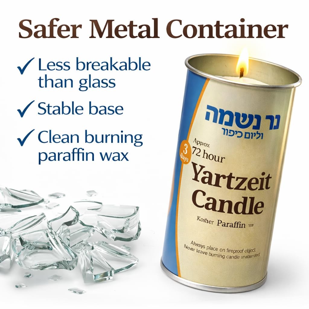 2 PCS 3 Day Yahrzeit Memorial Candles 72 Hour Kosher Jewish Tin Paraffin Wax