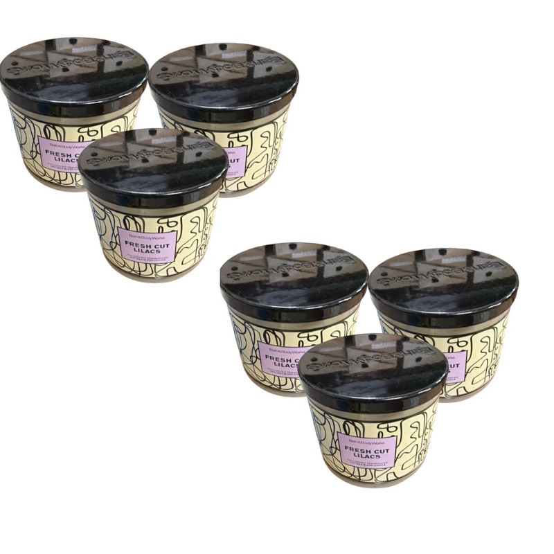 6 Pack Bath & Body Works Fresh Cut Lilacs 3 Wick Candle 14.5 oz Large