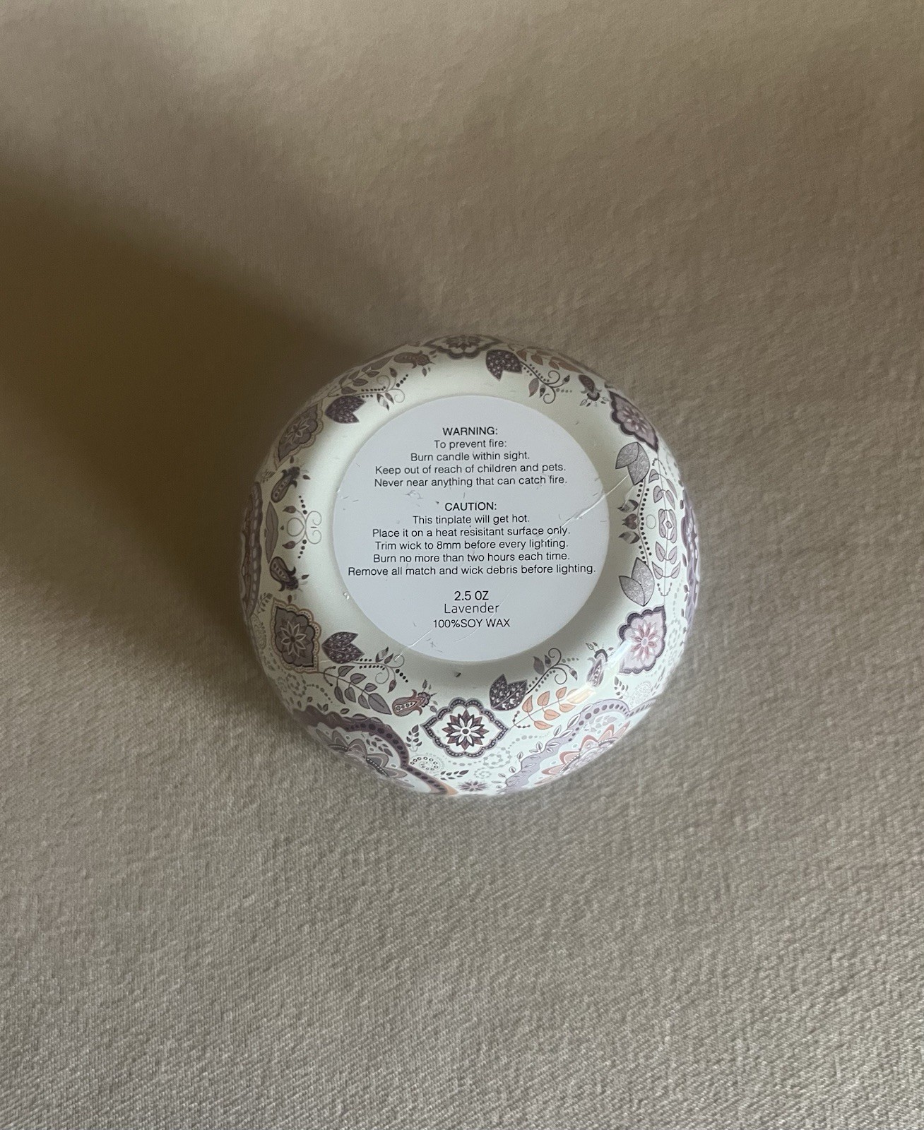 Amorxiao Duftkerzen 2.5 Oz. “Lavender” Scented Soy Wax Candle In Tin~2 1/2”, New