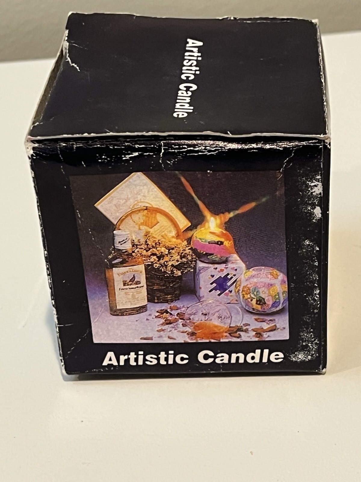 Lot Of 2 VTG 90s Glowing Candle Blue White Globe Candle Millefiori NEW!