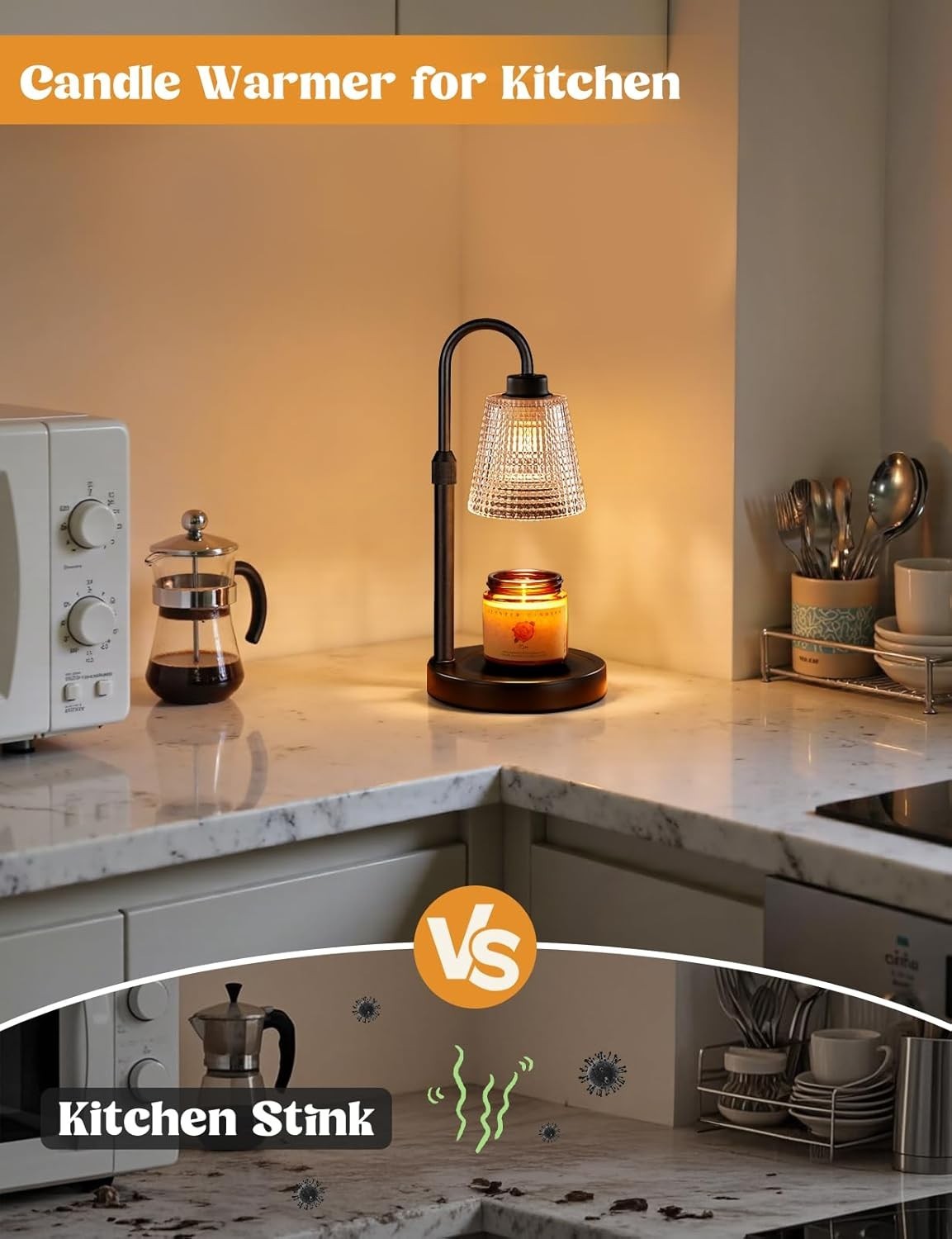 Dimmable Candle Warmer Lamp with Timer, Glass Wax Melts Warmer for Jar Candles