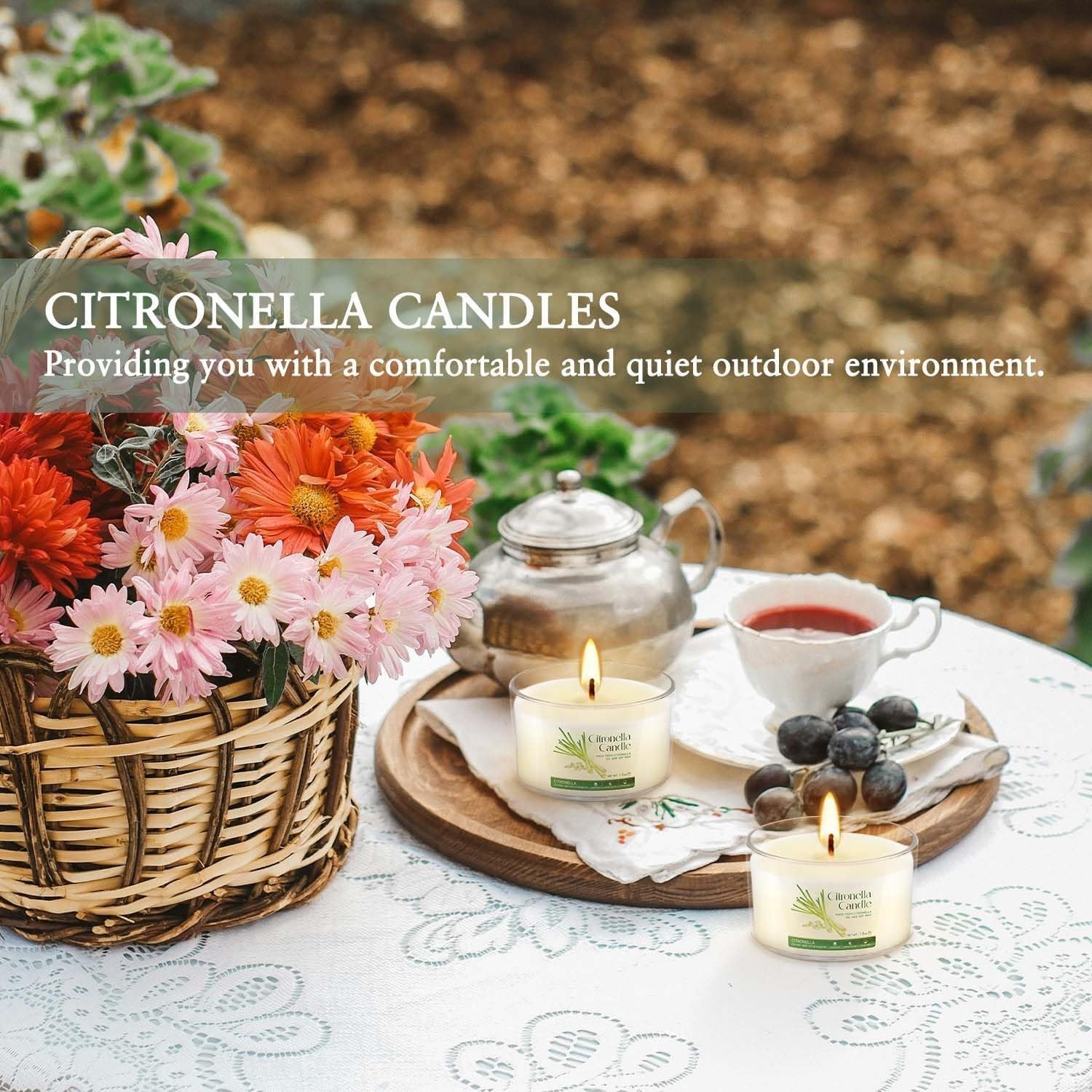 40 Pack Citronella Candles Bulk, Long Burning Portable Travel Size Soy Wax Ca…
