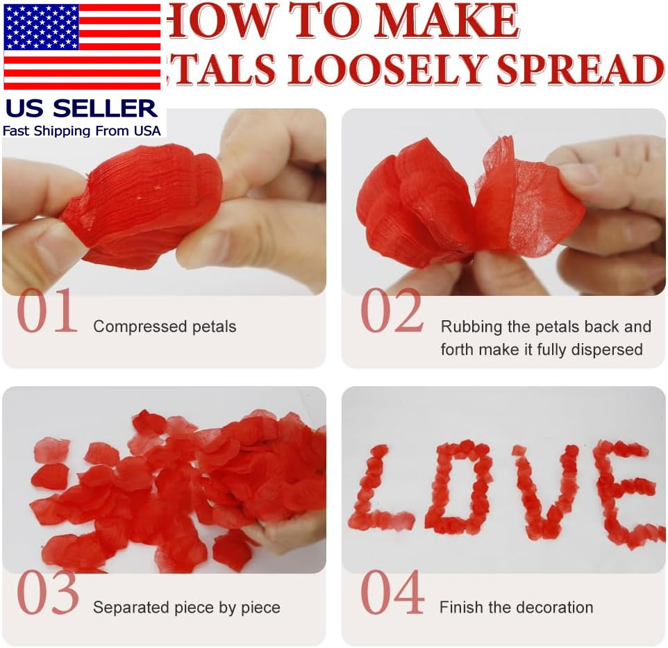 Rose Petals for Romantic Night Candles for Her Set 24 Pcs Led Love Candles 1000P
