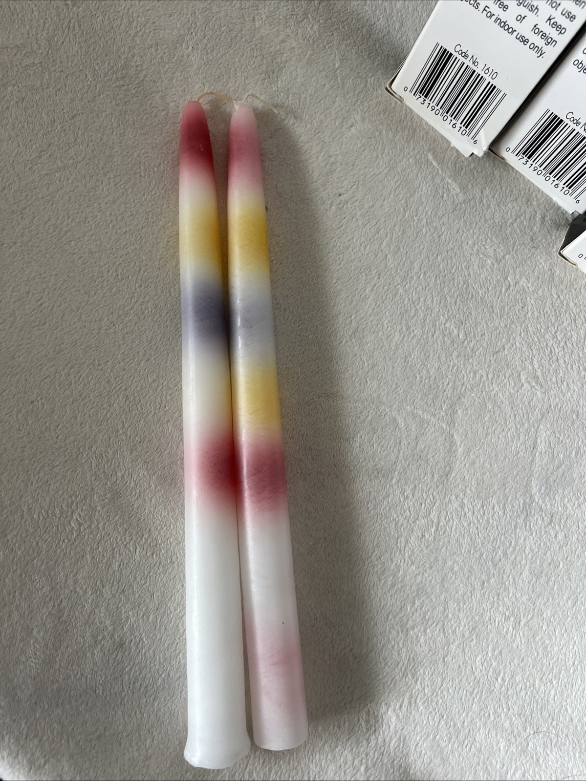 Vintage Color Drip Candles Multicolor 5 Boxes Made In USA 9 1/2″. 90s
