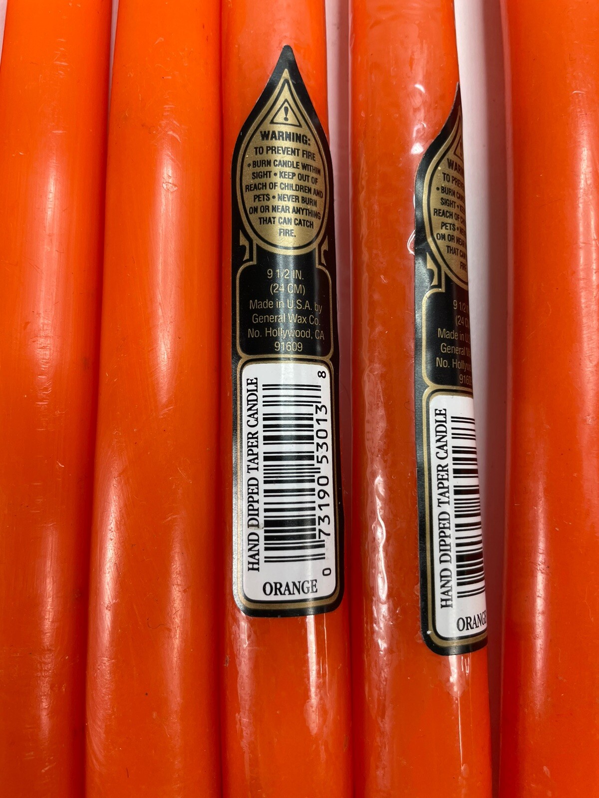 Hand Dipped Taper Candle 9 1/2in Made In USA By General Wax Co. 91609