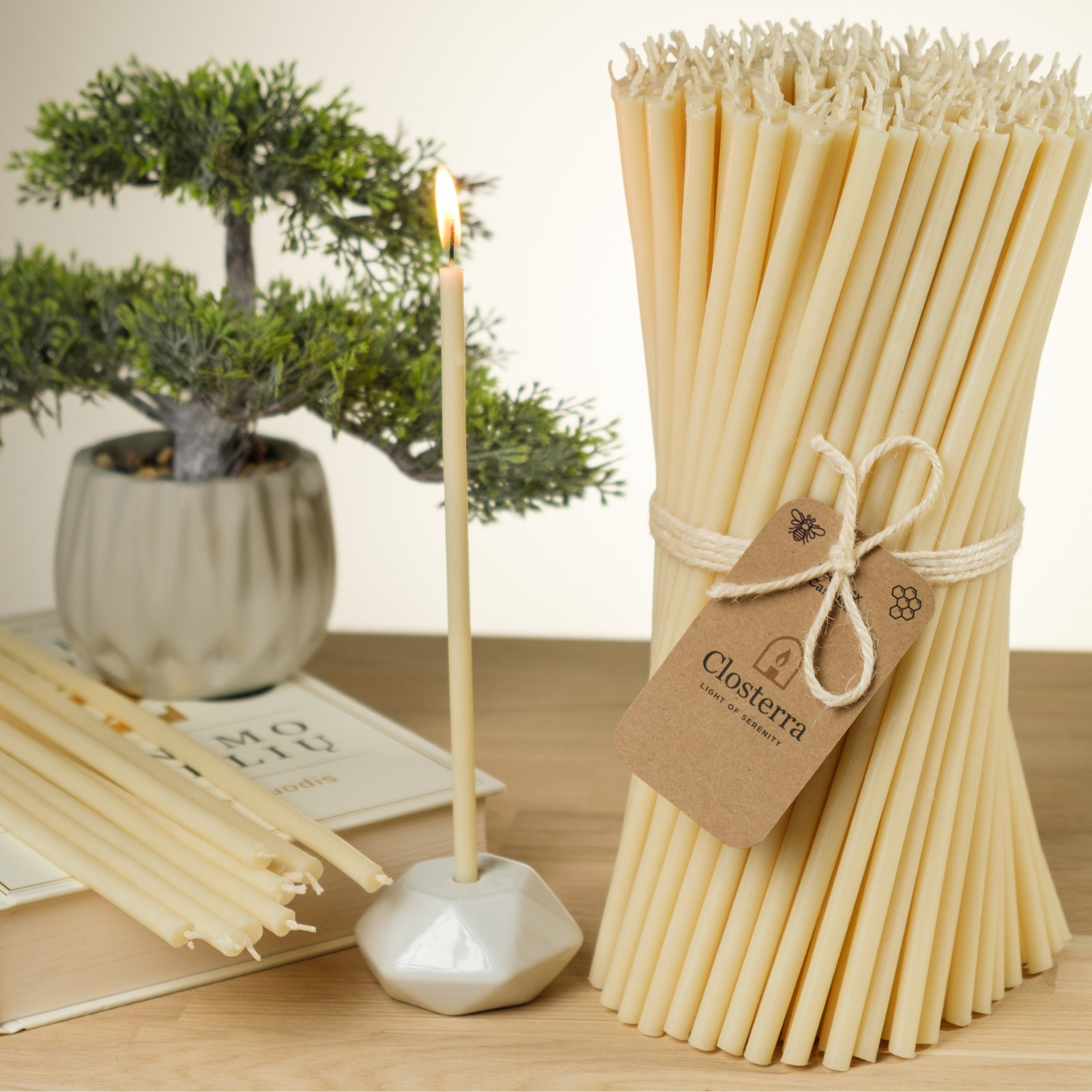 White Very Thin Beeswax Taper Candles 6.3″ x 0.2″ Church Orthodox (Pack 25-700)