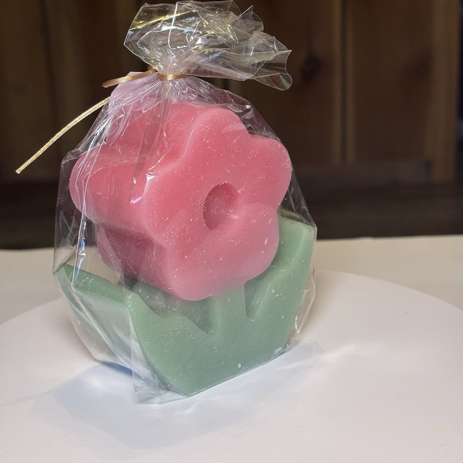 Flower Pillar Candle 4 inches Unscented Yellow Gift -Floral – Spring NEW!