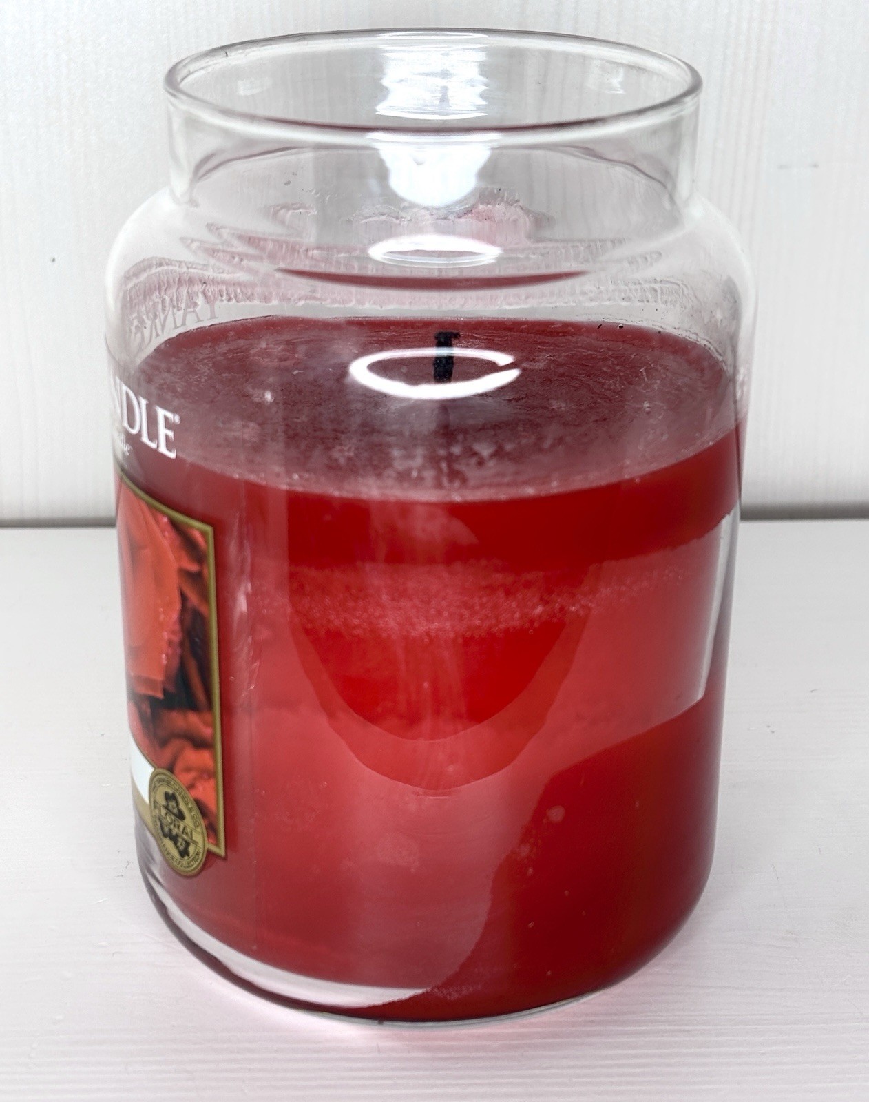 Yankee Candle True Rose Large 22 oz Glass Jar White Label Partially Used