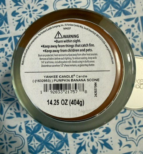 NEW YANKEE CANDLE Pumpkin Banana Scone 14.25oz Jar Tumbler.