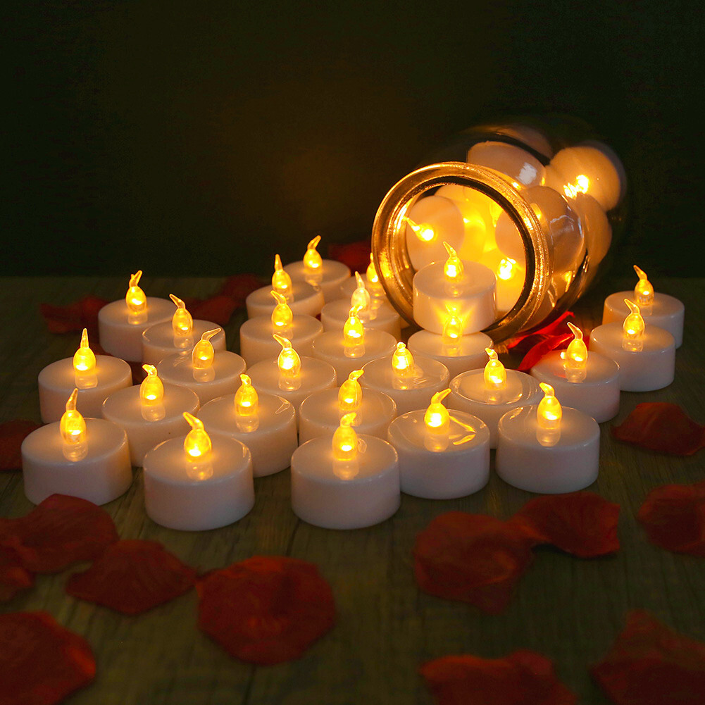 24Pack LED Tea Lights Flickering Flameless Candles Battery Operated with Timer