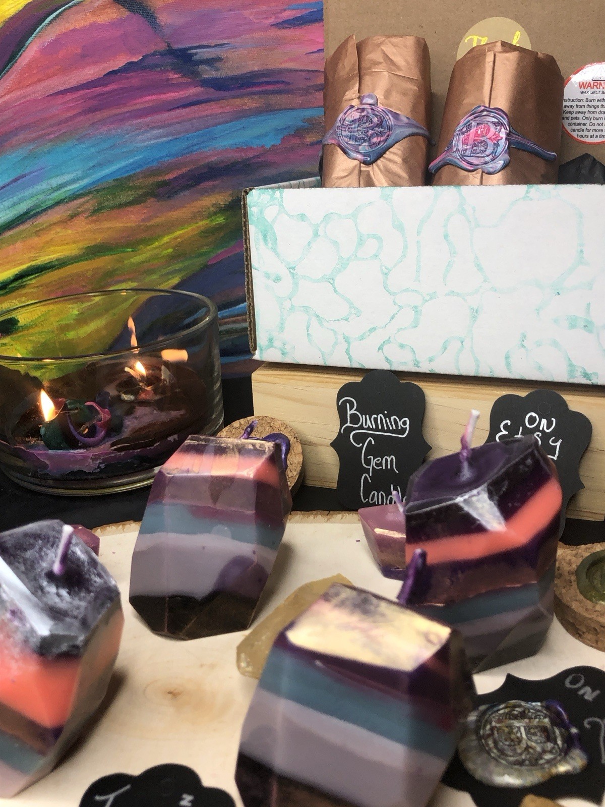 Burning Gem Candles: 3 Pack Of Crystal Candles For Home Decor, Limited Edition