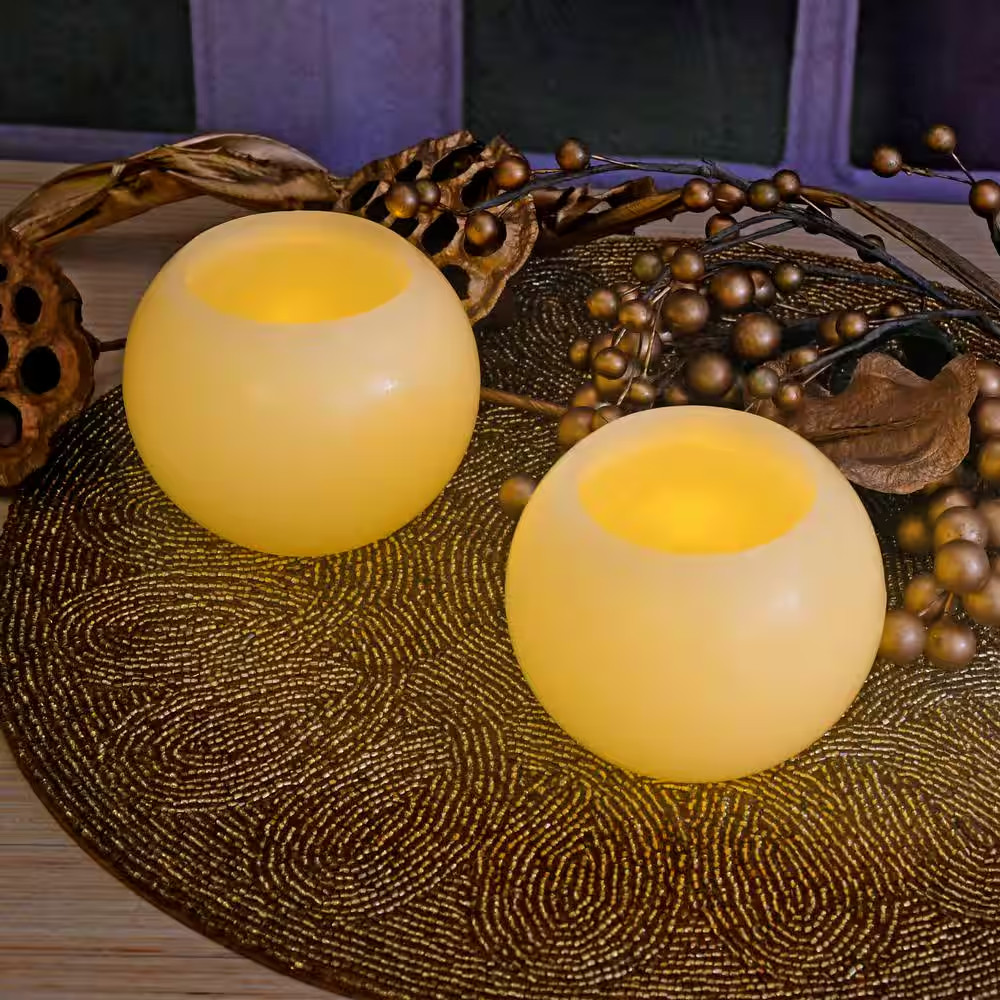 4 In. Ball Flameless Candles (Set of 2)