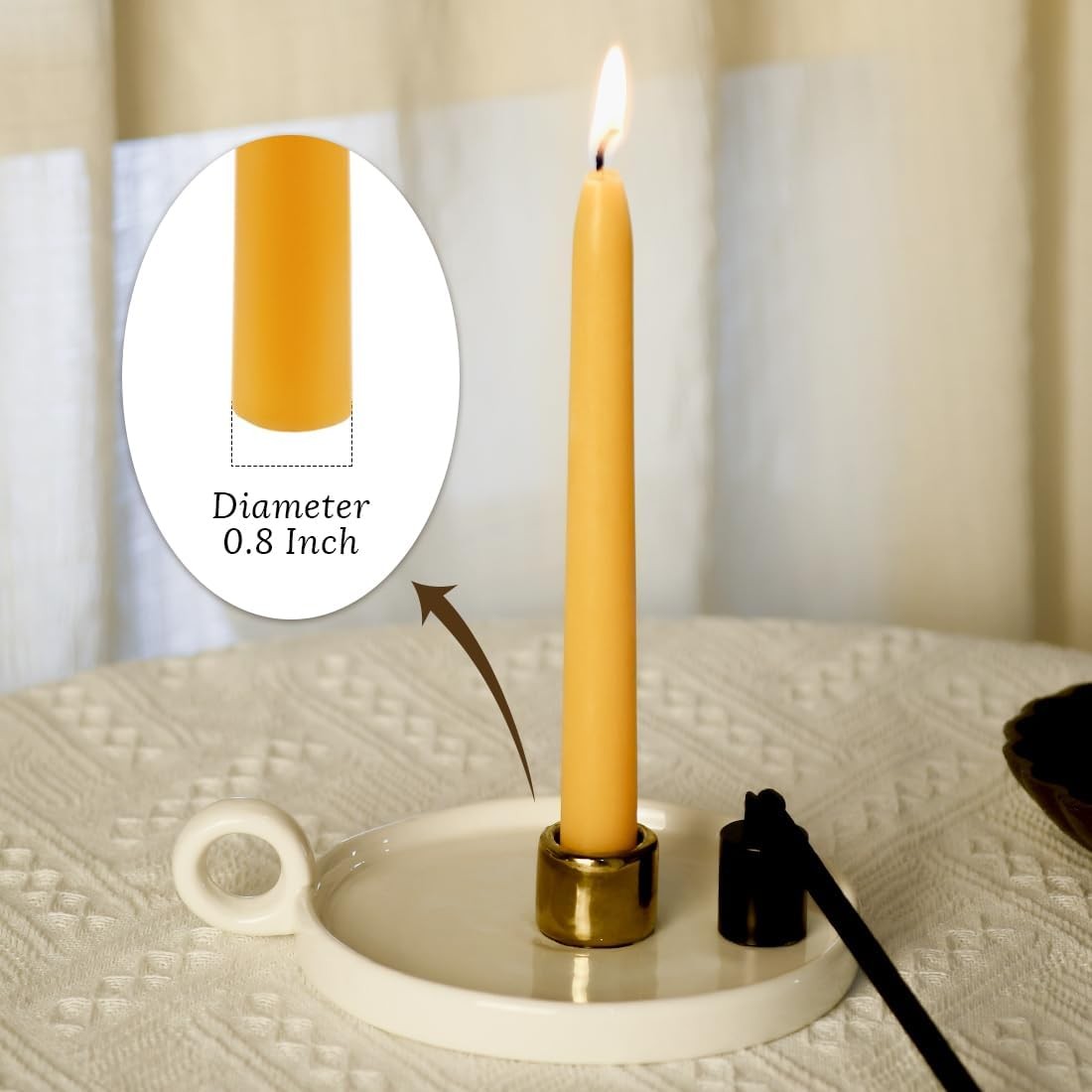 24 Pack Beeswax Taper Candles in Bulk 8 inch Tall – All Natural, 100% Pure Un…