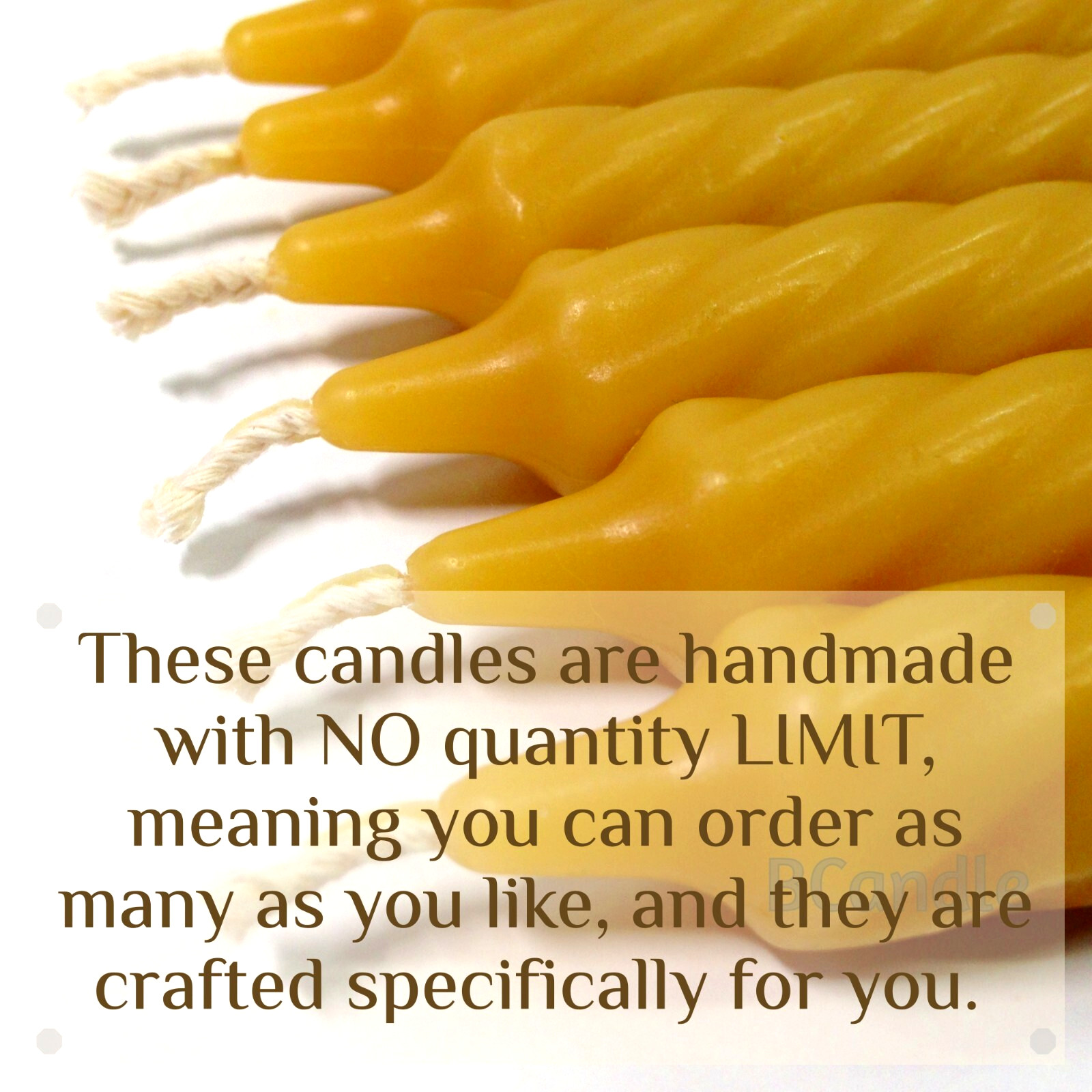 100% Beeswax Spiral Twist Taper Candles Organic – 8″ Tall, 3/4″ Thick