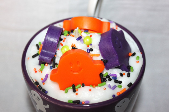 BIRTHDAY CAKE Scented Halloween Ghost “Ghouls Night Out” Mug with Spoon Candle