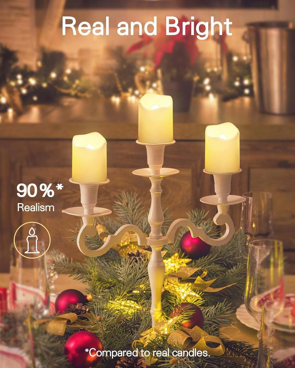 Flickering Flameless Votive Candles with Timer, 24 Pack 15 Days Longer