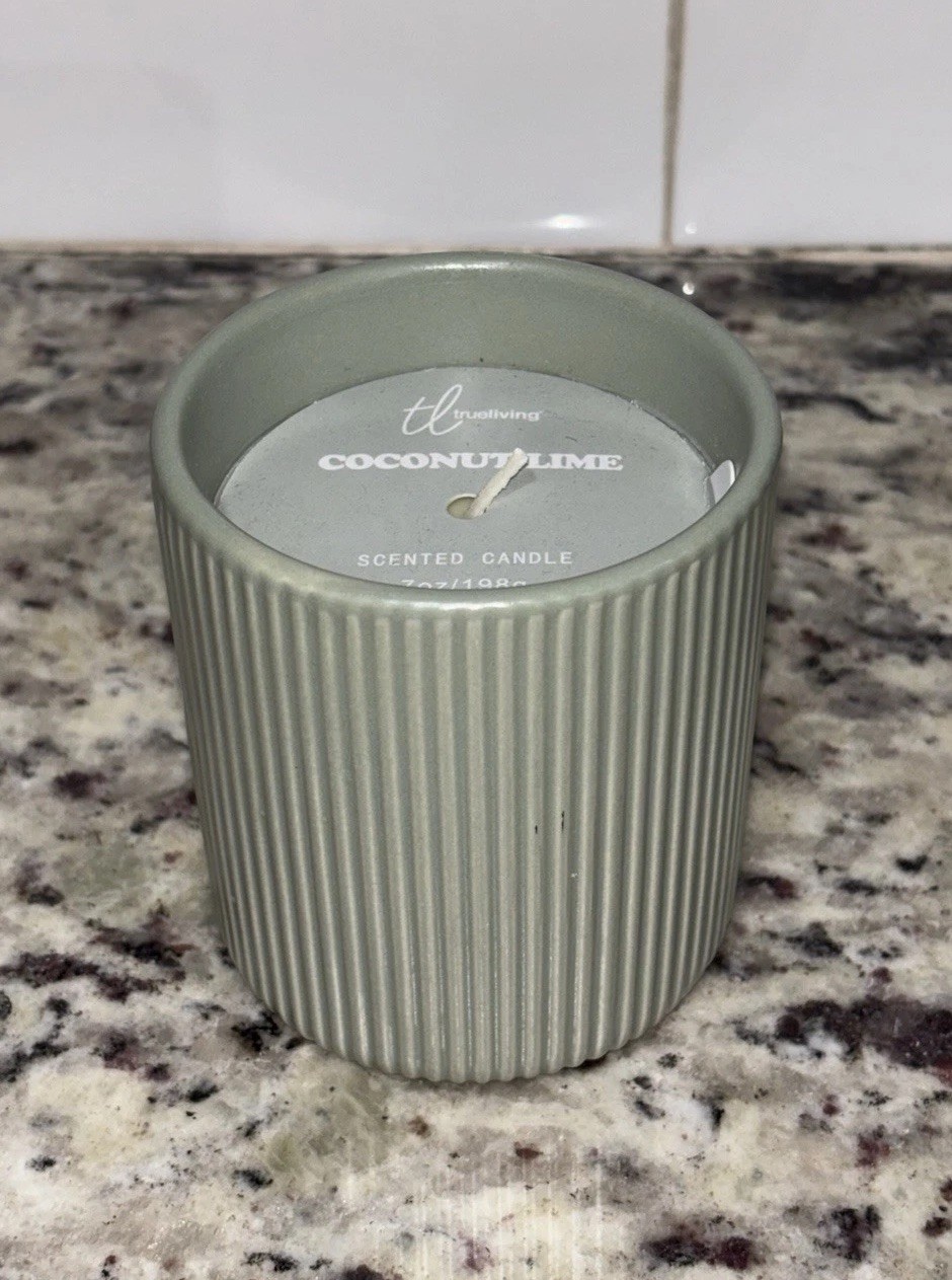 Coconut Lime Candle Green Ceramic Jar 7oz Modern Home Decor