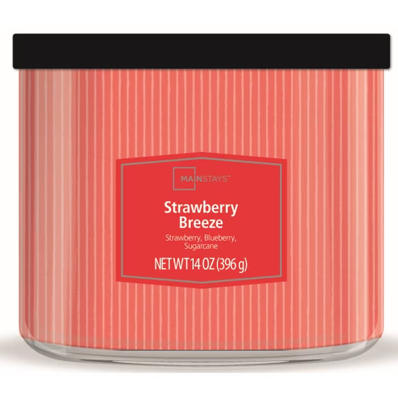 Pack of 2 Strawberry Breeze 3-Wick Scented Candle, 14 oz Glass Jar Candles……