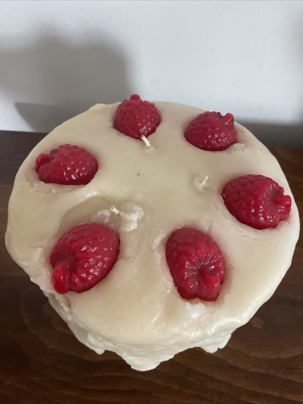 Vintage Strawberry Short Cake Shaped Candle Faux Food 3 Wick 7” X 4” USA Made