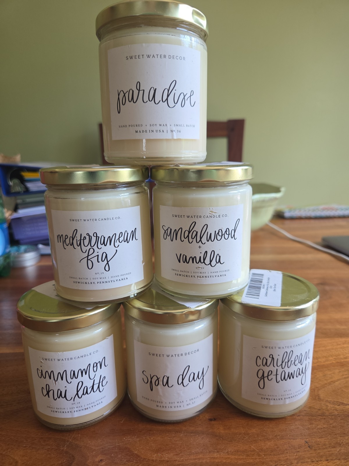 Sweet Water Decor 9 Oz Warm + Cozy Hand Poured Soy Wax Blend Made in USA Lot 6
