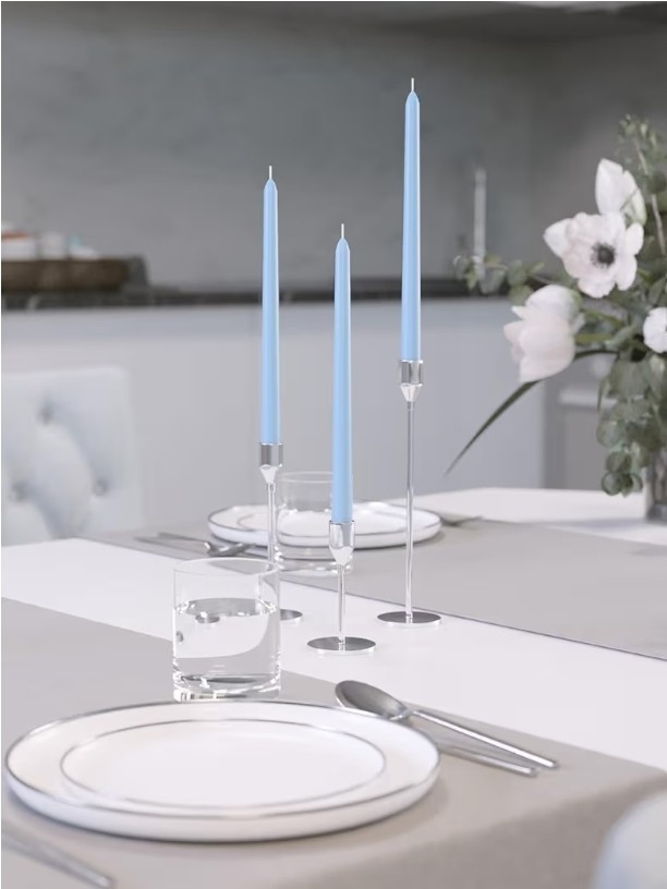 Light Blue 10 inch Taper Candles Set of 12 – Unscented Smokeless Dripless Tal…