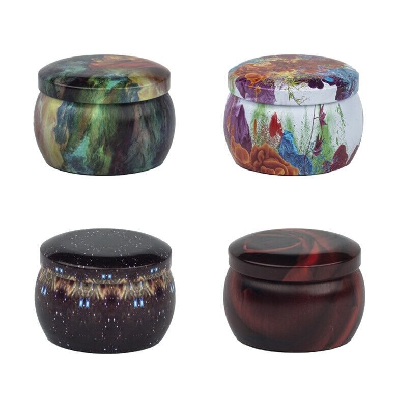 Aromatic Therapy Candles Assorted 4 Scents Tin Hard Can Deluxe Gift Box No Smoke