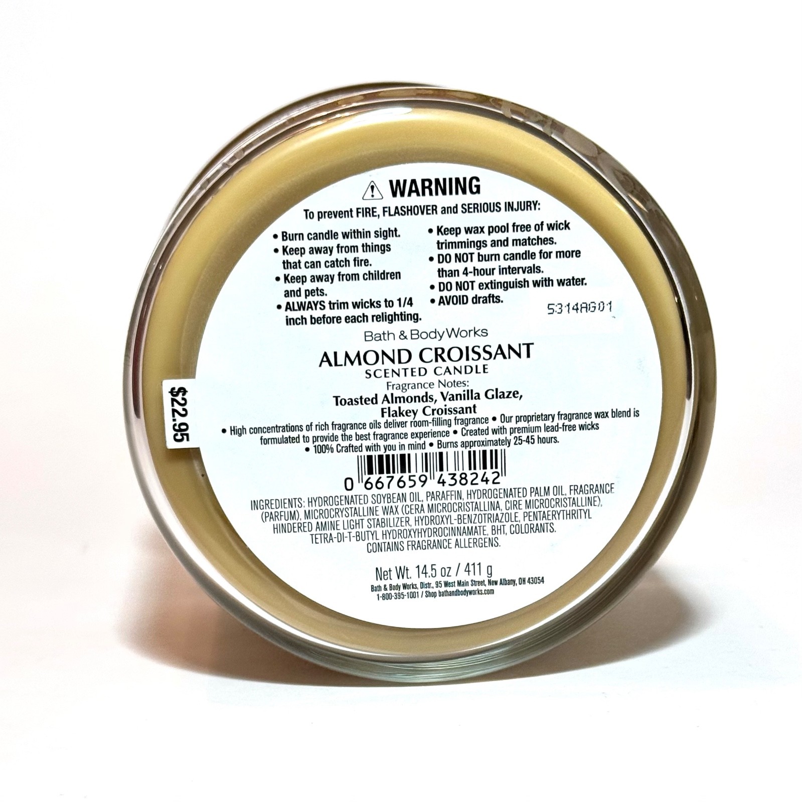 ALMOND CROISSANT 3-Wick Candle Bath Body Works 14.5 oz NEW