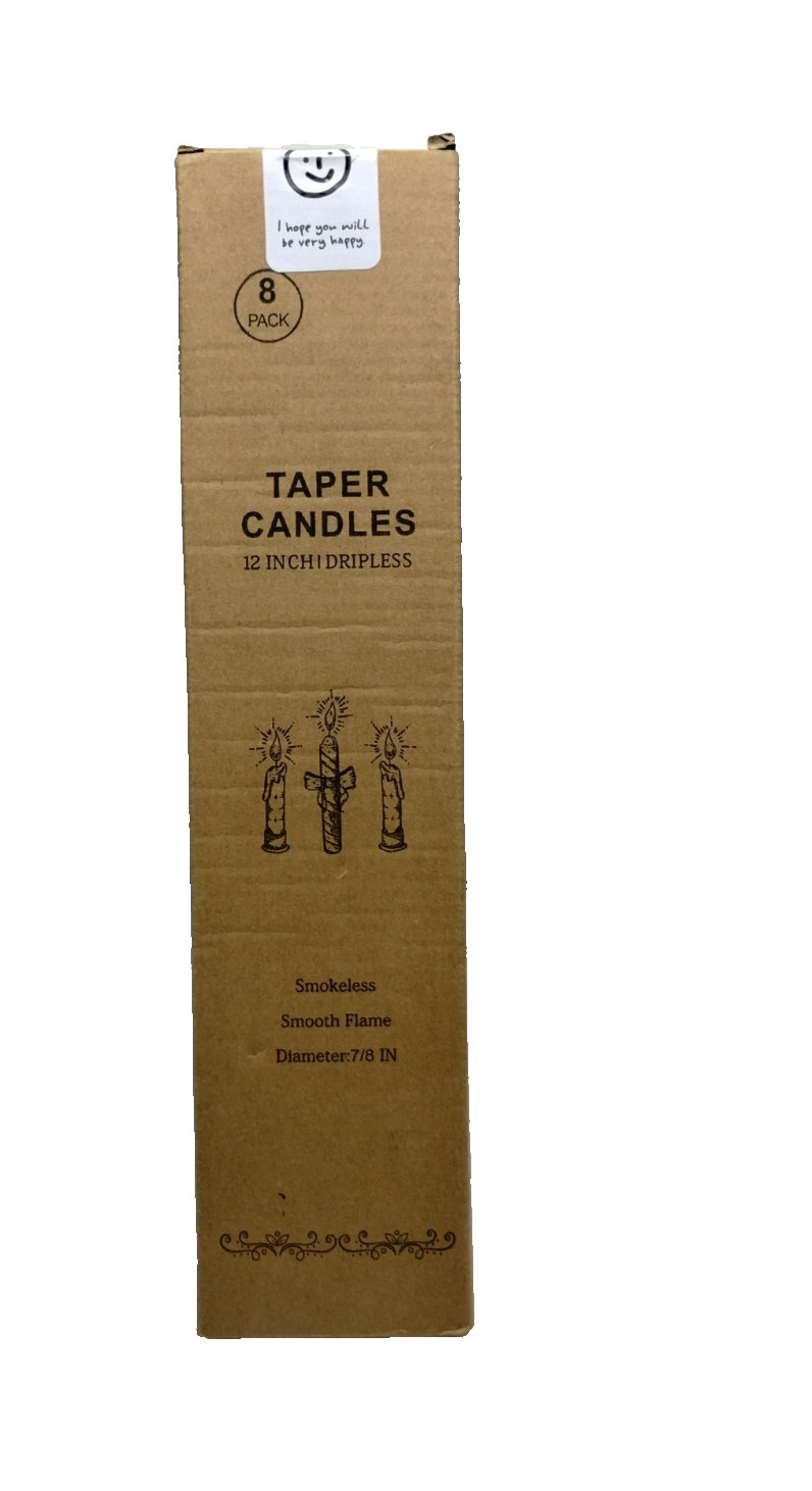 12″ Multi-Color Long Taper Candle Thin Dripless Candlesticks Candles 8 Pack