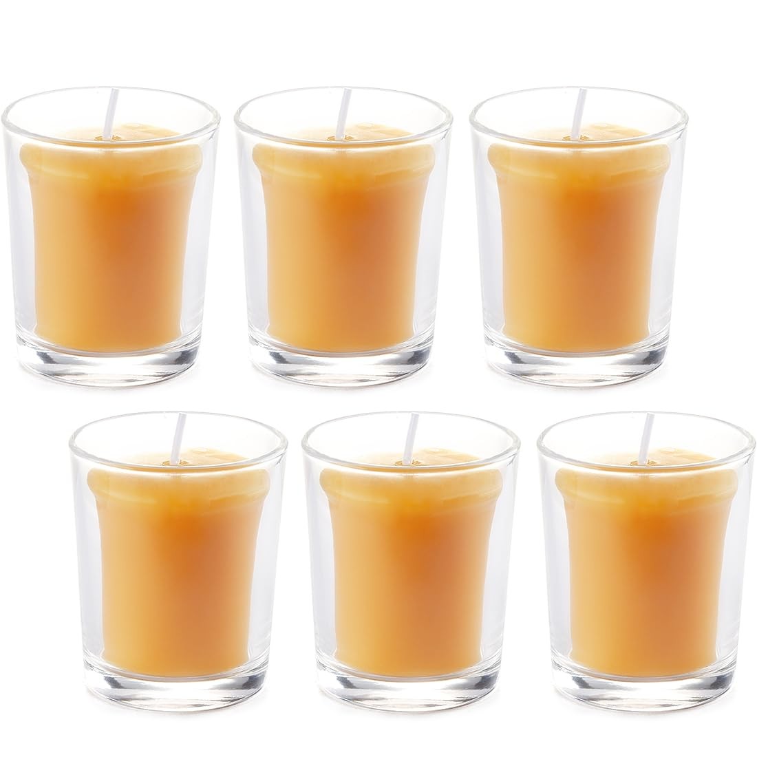 AGLARY 6PCS Pure Beeswax Votive Candles in Glass Cup, Raw with