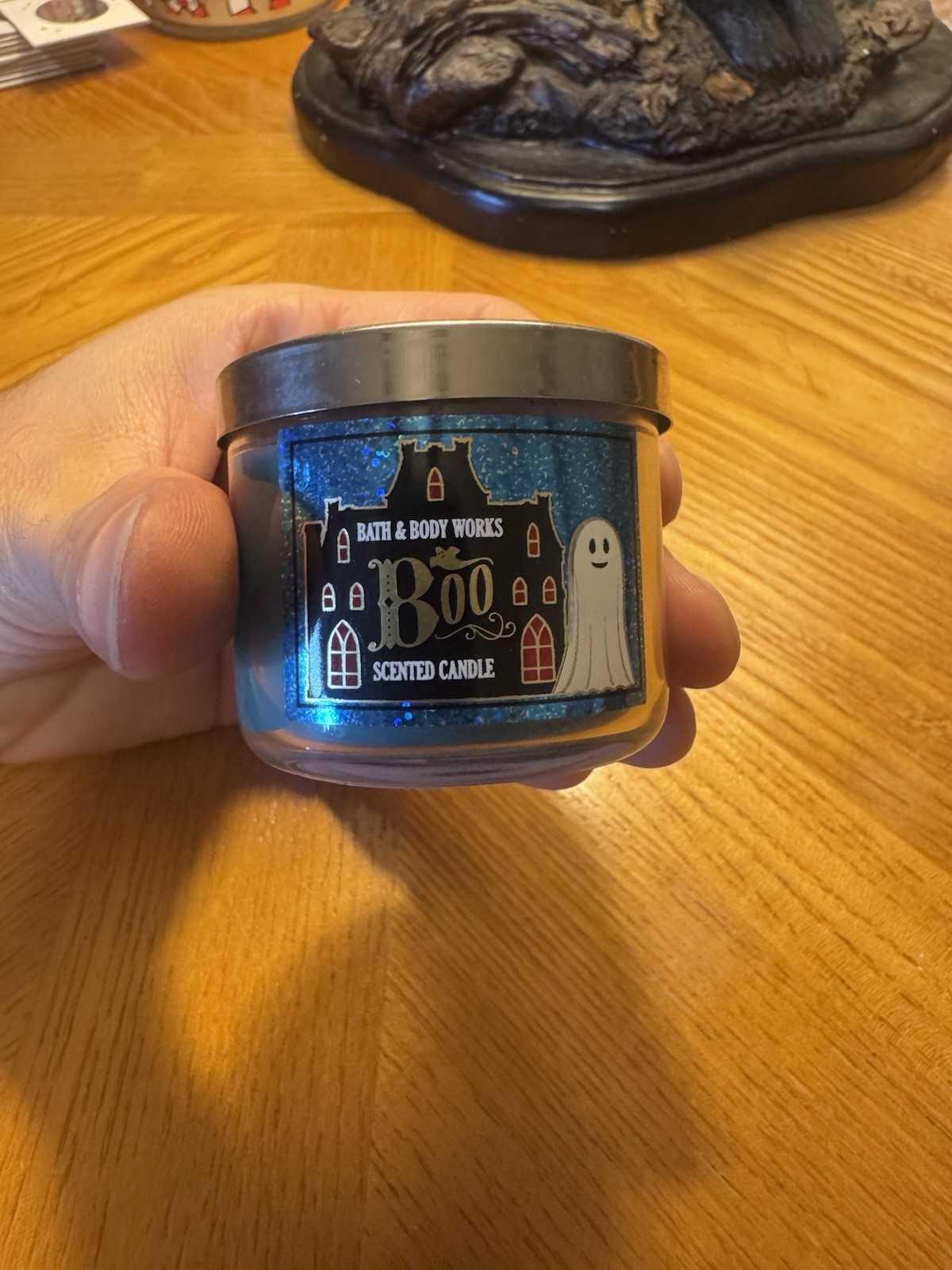 Very Collectible Blue Boo Halloween Mini Candle. Bath And Body.