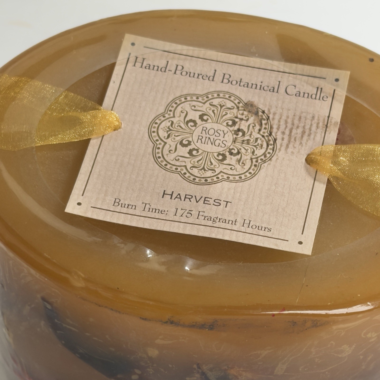 Rosy Rings Harvest Botanical Candle Large Sealed 175 Hr Hand Poured Pillar Oval