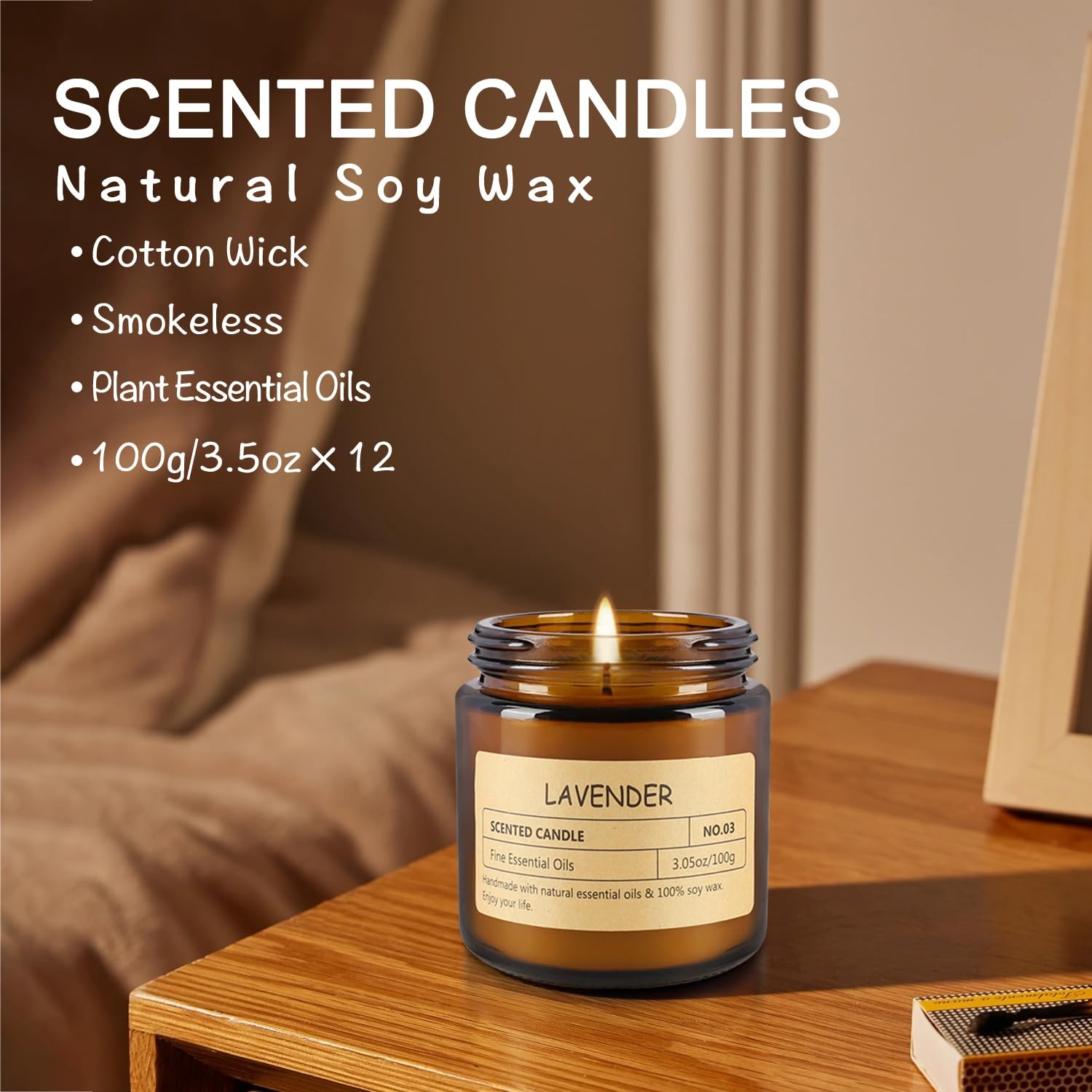 12 Pcs Scented Candles with Added Natural Essential Oils, 3.05oz, Suitable fo…
