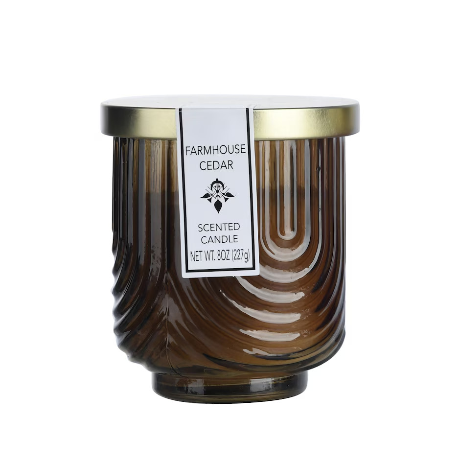 Art Deco Farmhouse Cedar Scented Jar Candles, 8 oz.