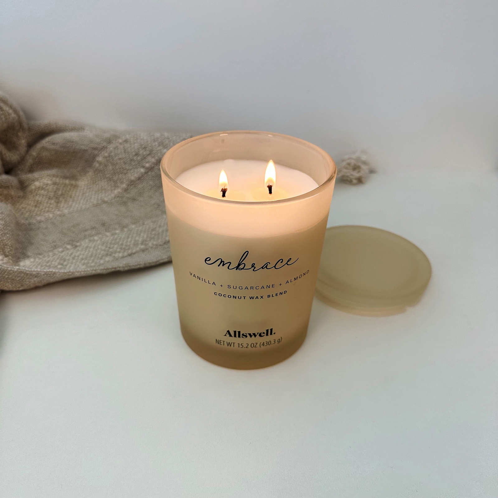 Embrace (Vanilla + Sugarcane + Almond) Scented 2-Wick 15Oz Spa Candle