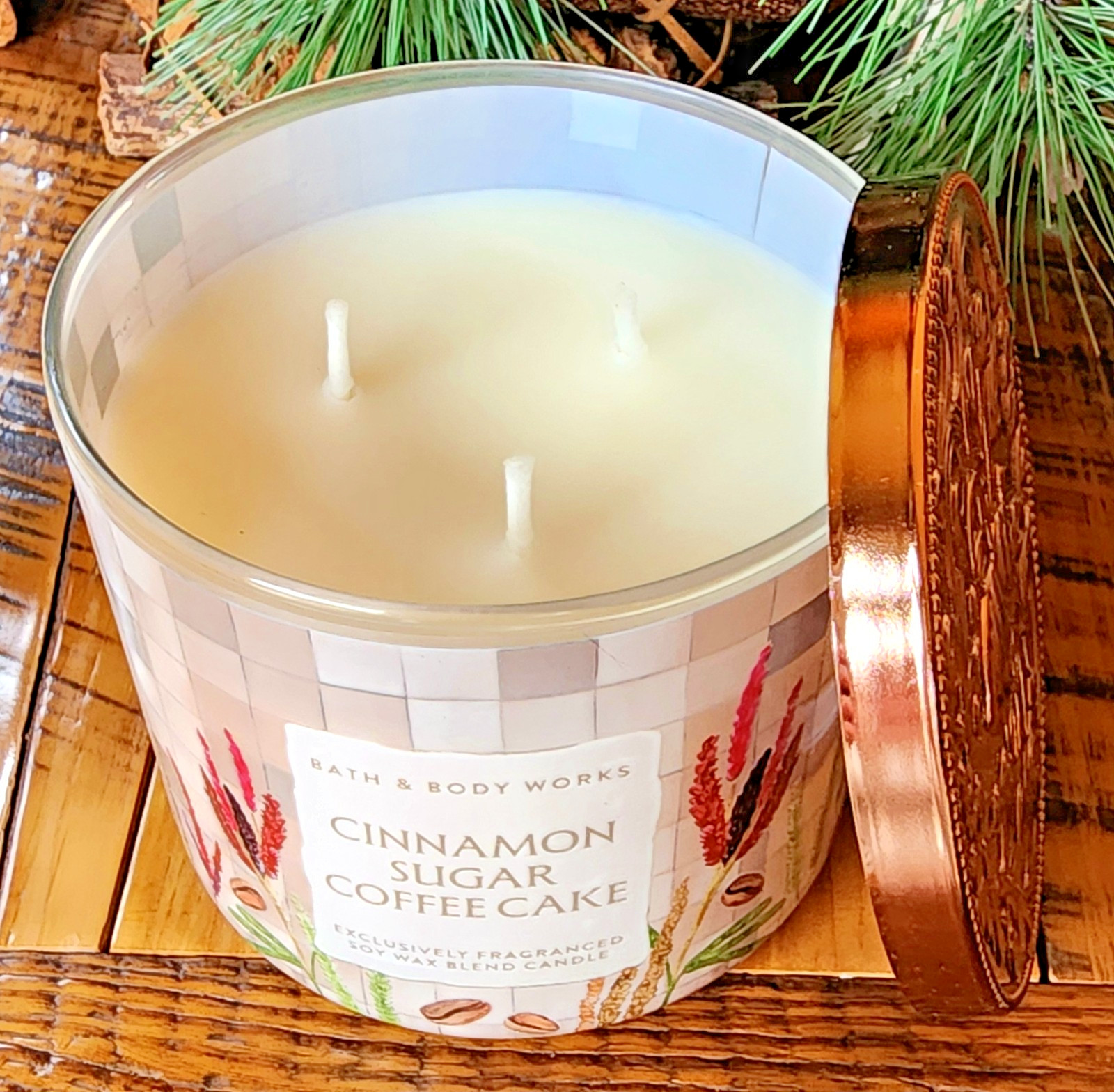 2026☀️SUMMER~🥮💛CINNAMON SUGAR COFFEE CAKE~3 WICK CANDLE~Bath & Body~SHIP FREE!