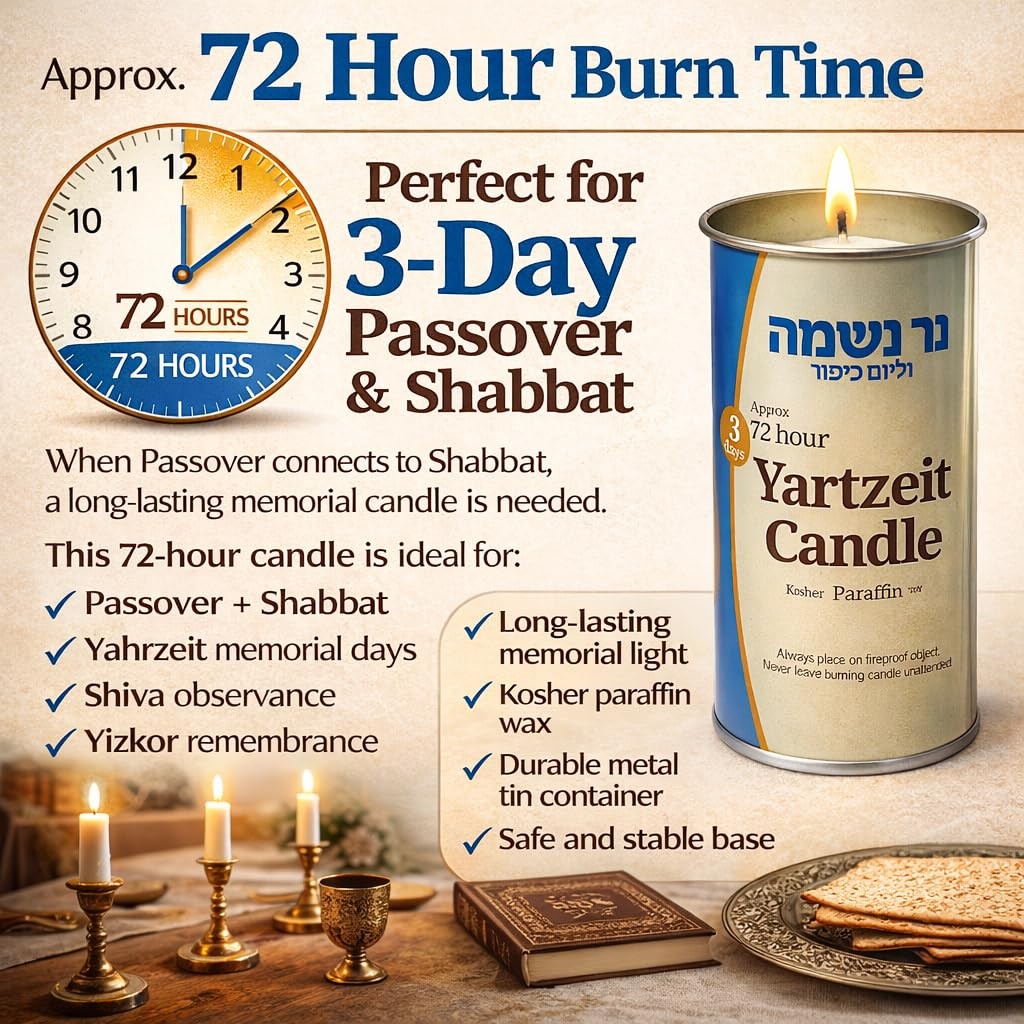 2 PCS 3 Day Yahrzeit Memorial Candles 72 Hour Kosher Jewish Tin Paraffin Wax