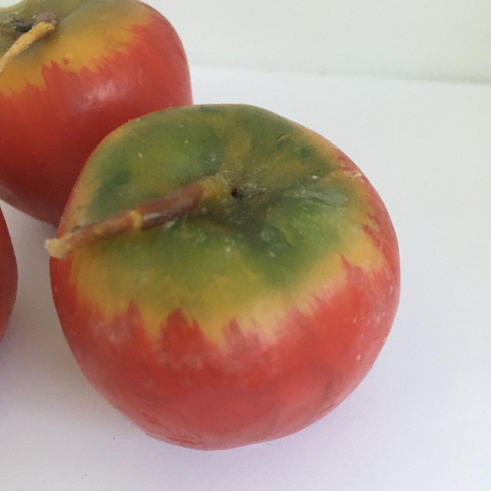 Vintage 3 Heavy Red Apple Wax Candle Life Size Odorless 2.50 Inches Realistic